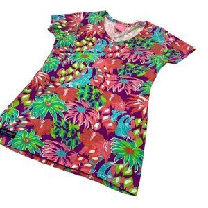 •- Simply Southern Tropical Bright V-Neck Tee H2